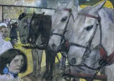 Tram horses on Dam Square in Amsterdam, 1893. Creator: George Hendrik Breitner