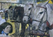 Tram horses on Dam Square in Amsterdam, 1893. Creator: George Hendrik Breitner