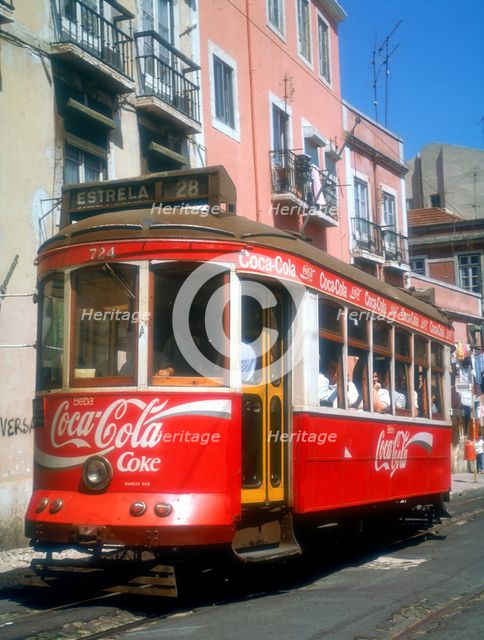Tram in the Alfama, Lisbon, Portugal. Creator: Peter Thompson.