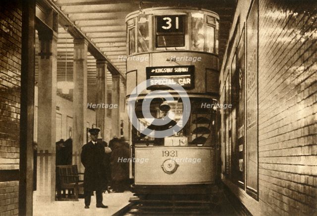 Tram in the Kingsway Subway, London, 1931, (1933). Creator: Unknown.