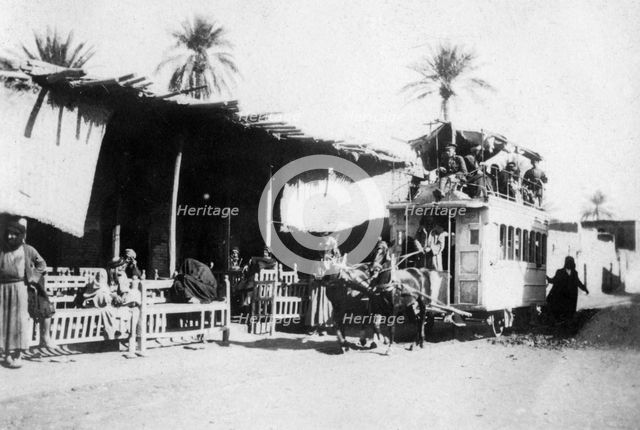 Tramcar, Kazimain road, Baghdad, Iraq, 1917-1919. Artist: Unknown