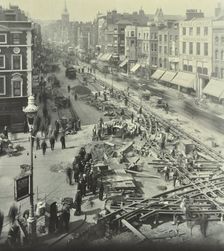 Tramlines being laid, Whitechapel High Street, London, 1929