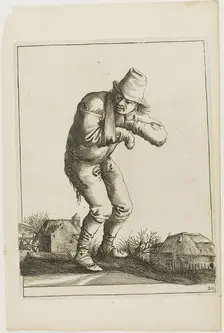 Tramp with a Sling, from T is al verwart-gaern (It's already confusing), 1634/38. Creator: Pieter Jansz. Quast