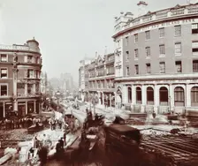 Tramway electrification at the junction of Goswell Road and Old Street, London, 1906
