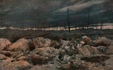Tranchee allemande de premiere ligne devant le Bois de la Vache, sur la rive gauche..., 1916 (1924) Creator: Francois Flameng