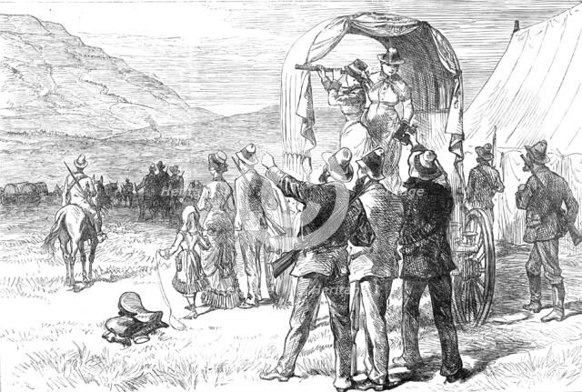 Transvaal War: Boers...waiting the arrival of Sir Evelyn Wood after the declaration of peace, 1881. Creator: C. R..