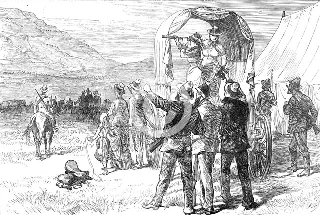 Transvaal War: Boers...waiting the arrival of Sir Evelyn Wood after the declaration of peace, 1881. Creator: C. R..