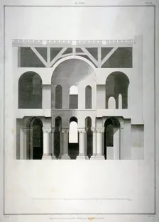 Transverse section of St John's Chapel in the White Tower, Tower of London, 1815. Artist: James Basire II