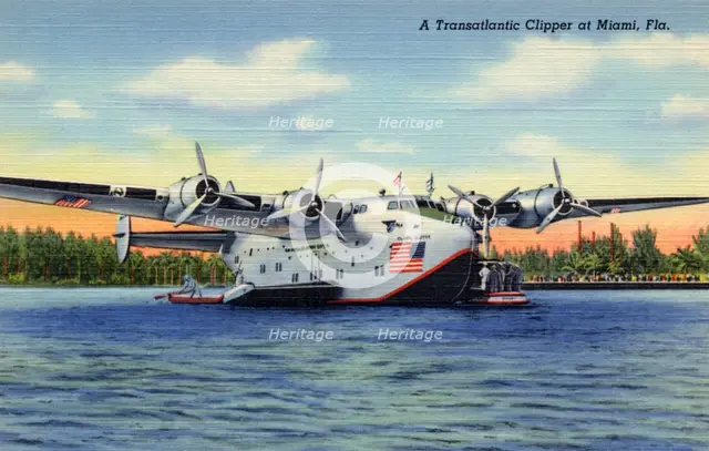 Transatlantic Clipper flying boat, Miami, Florida, USA, 1940. Artist: Unknown