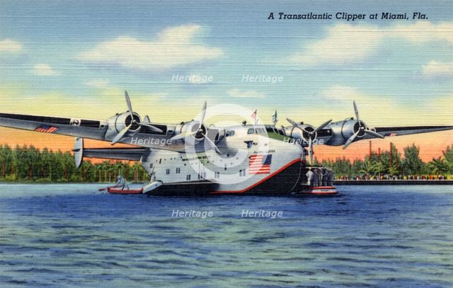 Transatlantic Clipper flying boat, Miami, Florida, USA, 1940. Artist: Unknown