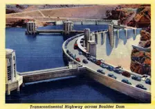 Transcontinental Highway across the top of the Boulder Dam, Arizona/Nevada, USA, 1941