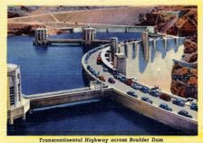 Transcontinental Highway across the top of the Boulder Dam, Arizona/Nevada, USA, 1941