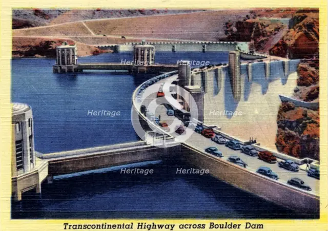 Transcontinental Highway across the top of the Boulder Dam, Arizona/Nevada, USA, 1941. Artist: Unknown