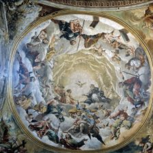 Transept vault decorated with paintings by Fray Manuel Bayeu in the Cathedral of Jaca