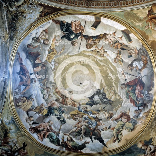 Transept vault decorated with paintings by Fray Manuel Bayeu in the Cathedral of Jaca.