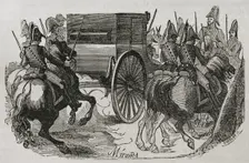 Transfer of Manuel Godoy to the castle of Villaviciosa de Odón in Spain, April 2, 1808, (1851). Creator: Miranda