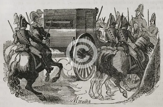 Transfer of Manuel Godoy to the castle of Villaviciosa de Odón in Spain, April 2, 1808, (1851).  Creator: Miranda.
