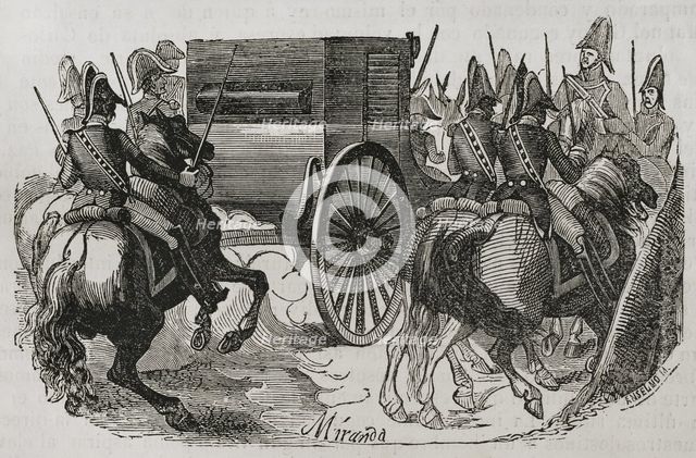 Transfer of Manuel Godoy to the castle of Villaviciosa de Odón in Spain, April 2, 1808, (1851).  Creator: Miranda.