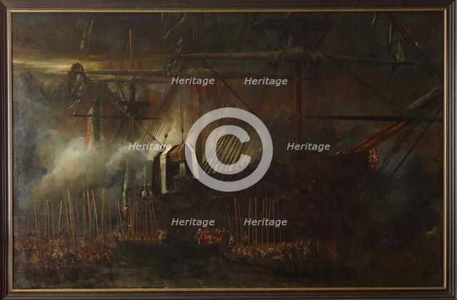Transfer of Napoleon's ashes on board of the frigate La Belle Poule, 15 october 1840, 1843. Creator: Isabey, Louis Gabriel Eugène (1803-1886).