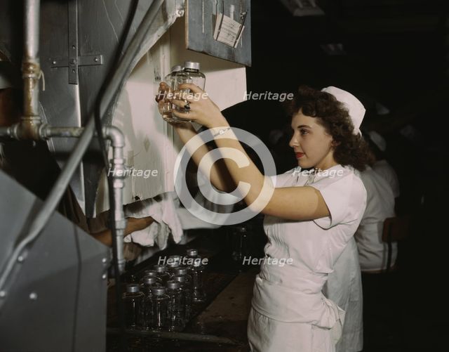 Transfusion donor bottles, Baxter Lab., Glenview, Ill., 1942. Creator: Howard Hollem.