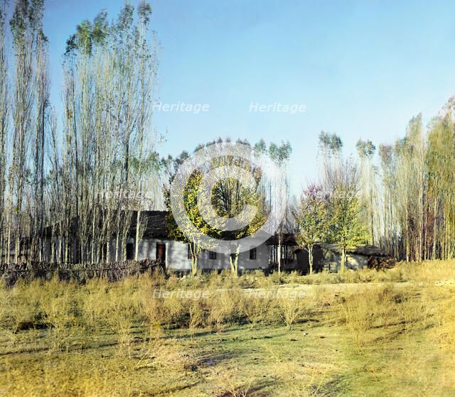 Transit farmstead in Nadezhdinsk settlement, Golodnaia Steppe, between 1905 and 1915. Creator: Sergey Mikhaylovich Prokudin-Gorsky.