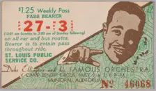 Transit pass for St. Louis Public Service Company depicting Duke Ellington, 15067. Creator: Unknown