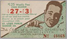 Transit pass for St. Louis Public Service Company depicting Duke Ellington, 15067. Creator: Unknown