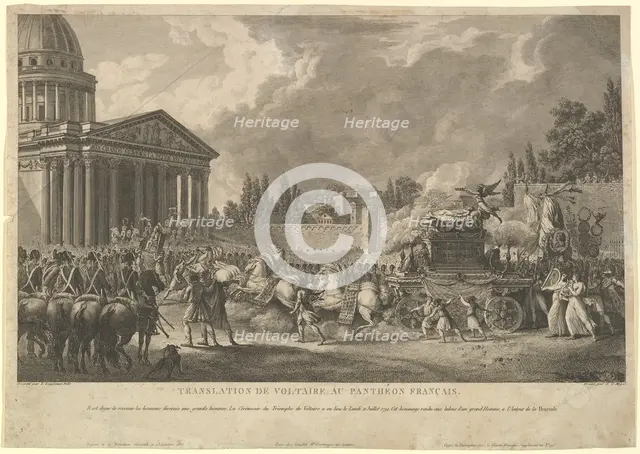 Translation de Voltaire au Panthéon Français, 1817. Creator: Simon Charles Miger.