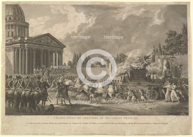 Translation de Voltaire au Panthéon Français, 1817. Creator: Simon Charles Miger.