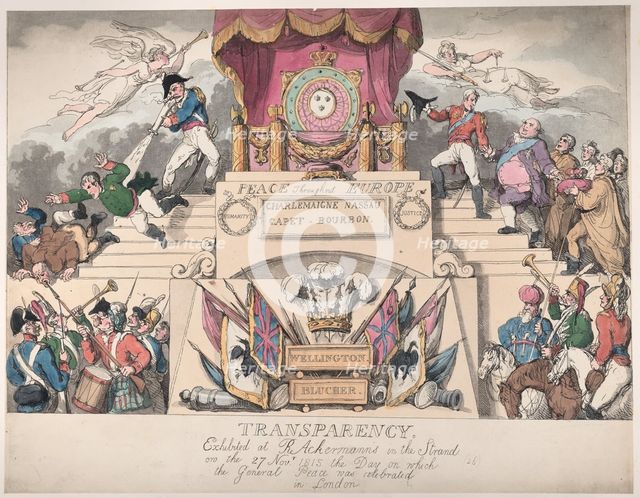 Transparency: Exhibited at R. Ackermann's in the Strand on the 27th November ..., November 27, 1815. Creator: Thomas Rowlandson.