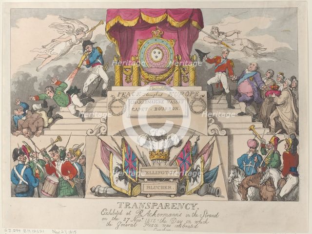 Transparency: Exhibited at R. Ackermann's in the Strand on the 27th November ..., November 27, 1815. Creator: Thomas Rowlandson.