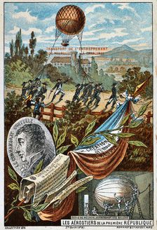 Transport of the balloon Entreprenant from Mauberge to Charleroi, 1794 (1890s). Artist: Anon