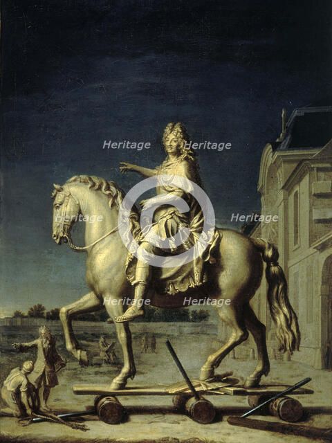 Transport sur la place Louis-le-Grand (actuelle place Vendôme) de la statue de Louis XIV...1699. Creator: Rene-Antoine Houasse.