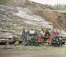 Transportation of lumber for the smelting of iron ore, 1910. Creator: Sergey Mikhaylovich Prokudin-Gorsky