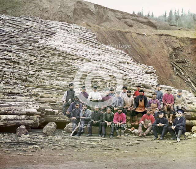 Transportation of lumber for the smelting of iron ore, 1910. Creator: Sergey Mikhaylovich Prokudin-Gorsky.