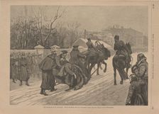 Transportation of the wounded Tsar Alexander II after the assassination, 1881. Creator: Anonymous
