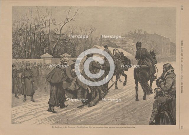 Transportation of the wounded Tsar Alexander II after the assassination, 1881. Creator: Anonymous.