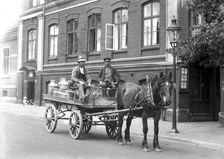 Transporting milk by horse and cart, Landskrona, Sweden, 1915