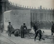 Transporting a Modern Triumph of Carrara Quarrying Through Rome c1935. Artist: GPA