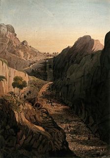 Transporting artillery through a mountain pass, Afghanistan. Creator: Unknown