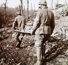 Transporting the wounded, Chemin des Dames, northern France, c1914-c1918