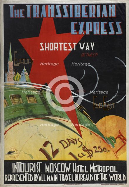 Transsiberian express (Poster of the Intourist company), 1930. Artist: Litvak, Max (1898-after 1943)