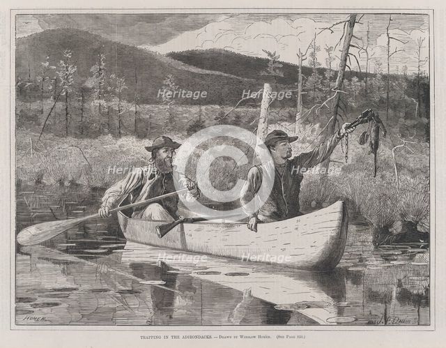 Trapping in the Adirondacks (Every Saturday, Vol. I, New Series), October 24, 1870. Creator: John Parker Davis.