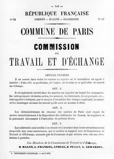 Travail et D'Echange, from French Political posters of the Paris Commune, May 1871