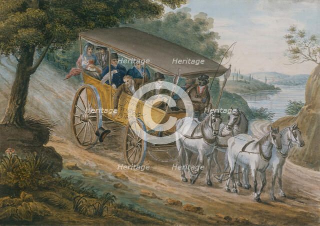Travel by Stagecoach Near Trenton, New Jersey, 1811-ca. 1813. Creator: Pavel Petrovic Svin'in.