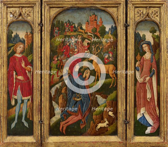 Travel triptych with Saint Eustace. Creator: Spanish Forger (active late 19th-early 20th cen.).