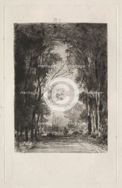Traveler on a Road in a Forest, 1866. Creator: Maxime Lalanne (French, 1827-1886).
