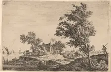 Traveler Passing Two Large Trees. Creator: Anthonie Waterloo