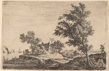 Traveler Passing Two Large Trees. Creator: Anthonie Waterloo