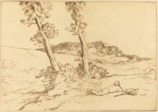 Traveler Reclining on the Grass (Le voyageur etendu sur le gazon). Creator: Alphonse Legros